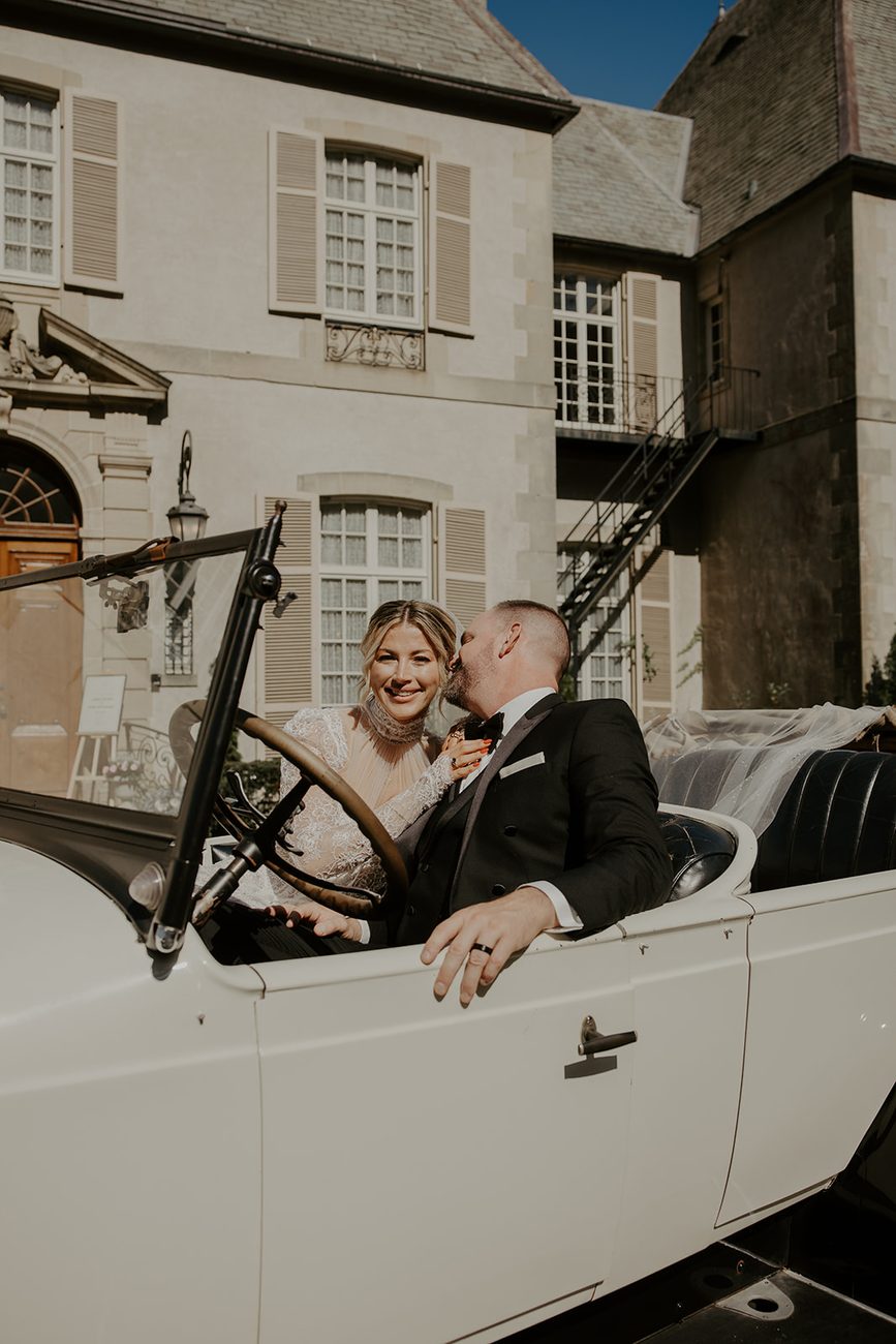 Jim and Anne in a vintage car at Glen Manor House, Portsmouth RI
