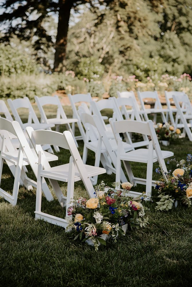 Ceremony chairs set on the lawn, Glen Manor House, Portsmouth RI