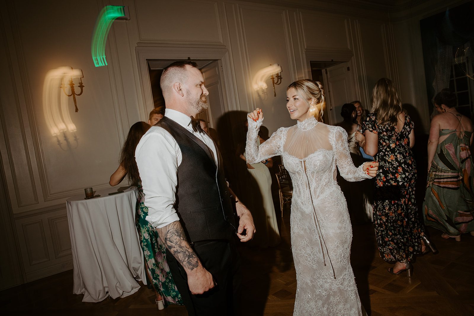 Jim and Anne dancing at their Glen Manor House reception in Portsmouth, RI